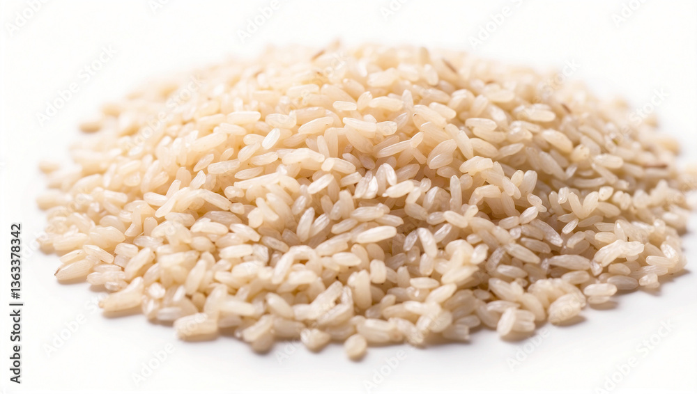 Abundant White Rice Isolated on White Background for Culinary Applications