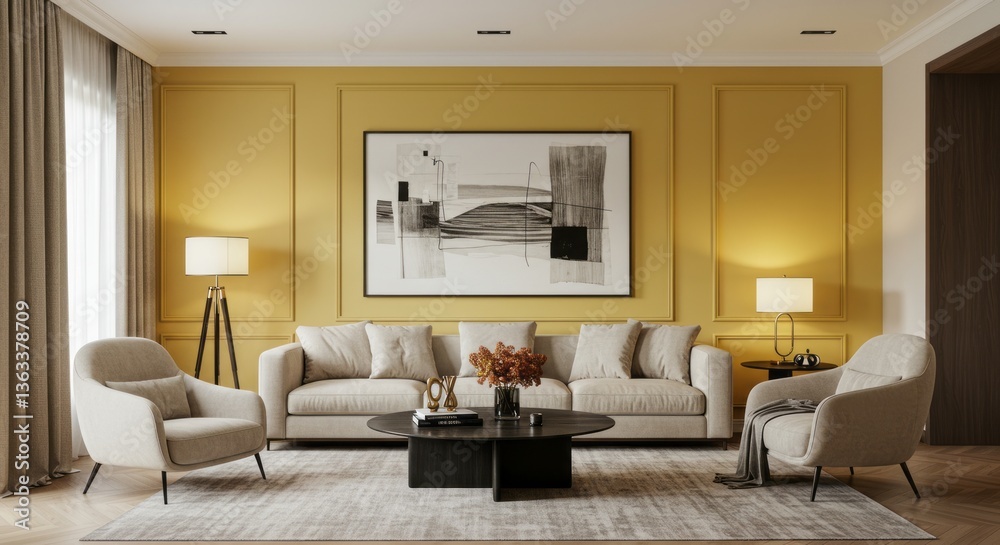 Fototapeta premium modern living room with fireplace, interior, room, home, house, living room, furniture, design, living, sofa, apartment, 