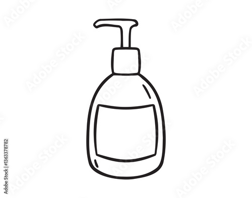 soap bottle or shower gel icon doodle hand drawn. Outline drawing soap bottle line clipart symbol