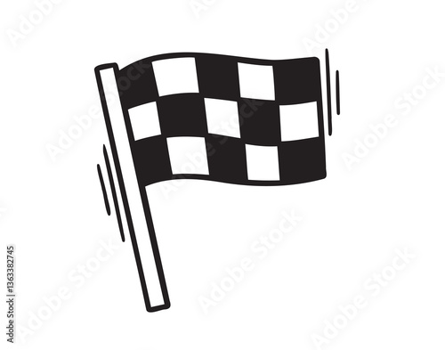 racing flag icon doodle hand drawn. Outline drawing racing flag line clipart symbol