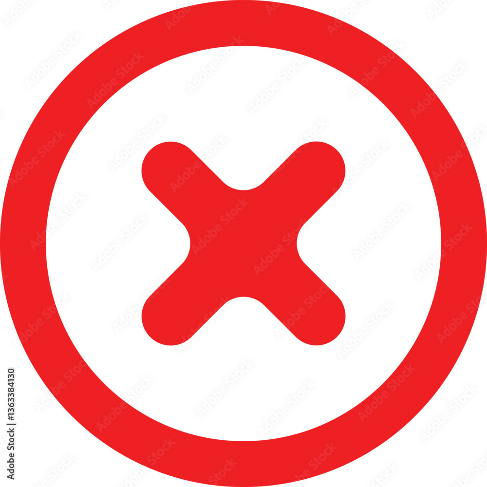 Obraz premium rounded edged red x icon inside a circle