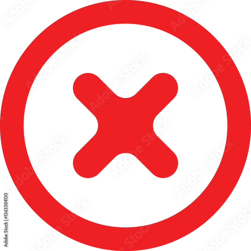 rounded edged red x icon inside a circle