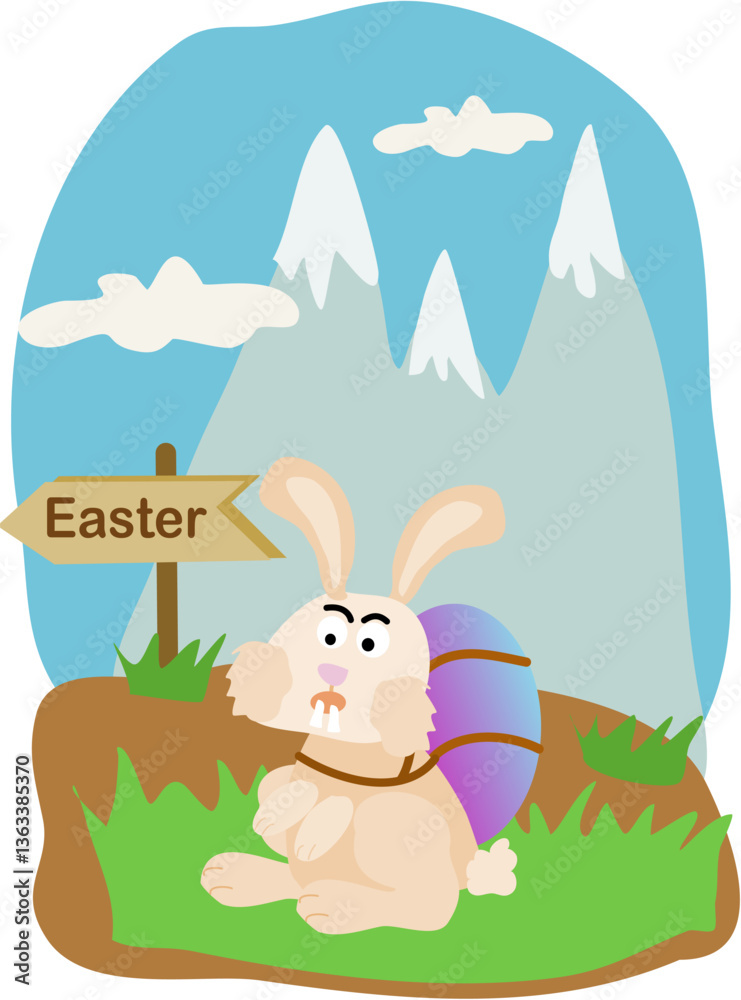 Obraz premium Bunny with backpack ready for Easter