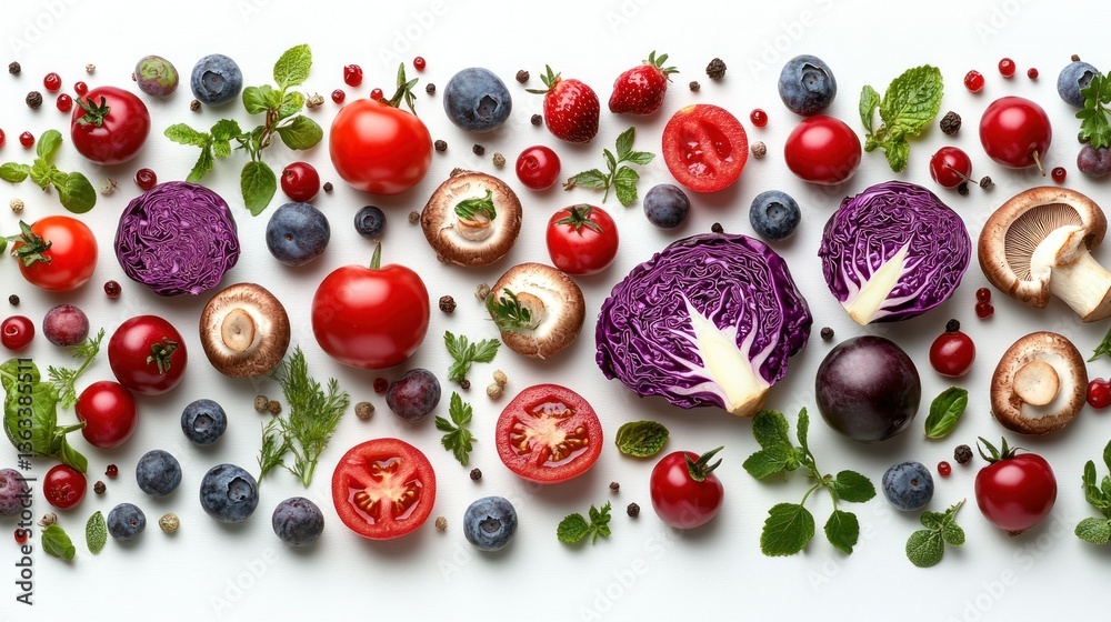 Vibrant array of fresh fruits and vegetables Vibrant array of fresh fruits and vegetables