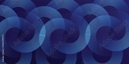 Abstract blue glowing geometric lines on dark blue background. Modern shiny blue circle lines pattern. Futuristic technology concept. Suit for cover, poster, banner, vector art simple