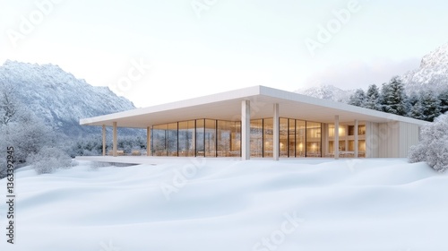 Modern chalet nestled in snowy mountains (1)