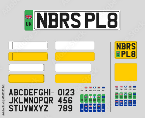 Vehicle registration plates kit for UK