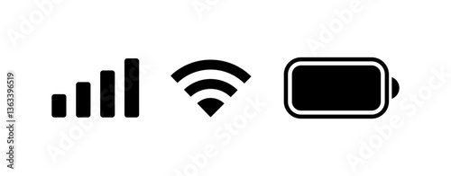 Photos iPhone ios notification bar battery wifi signal icons vector illustration