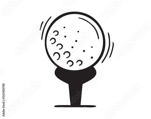 golf ball icon doodle hand drawn. Outline drawing golf ball line clipart symbol