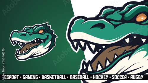 Alligator Mascot Logo for Esports & Gaming Teams - Fierce Vector Design for Rugby, Soccer, Hockey