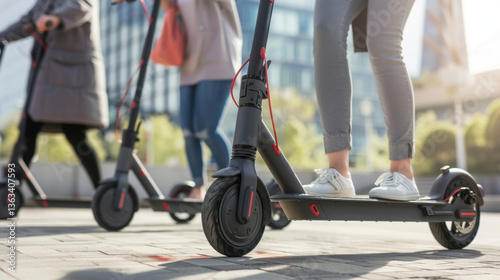 people driving with escooter in the city