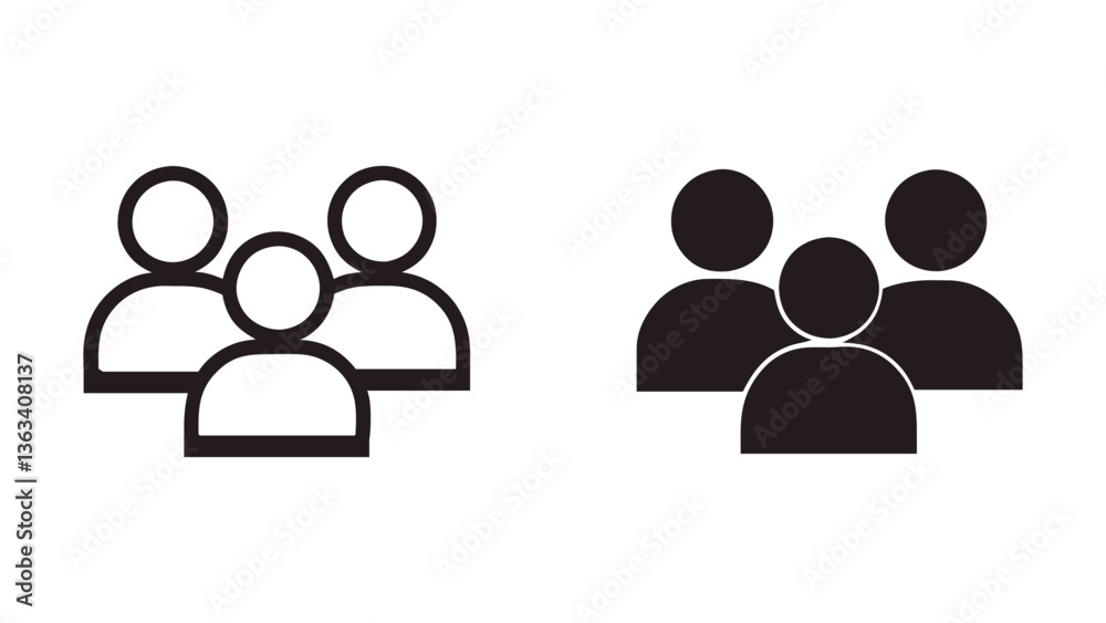 Group Icon Set – Outline & Solid Symbols of Team & Community Group Icon Set – Outline & Solid Symbols of Team & Community