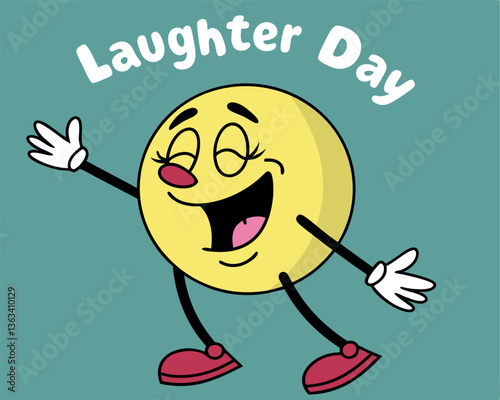 Celebrate Laughter Day with this fun cartoon smiley face illustration, perfect for spreading joy and positive energy.