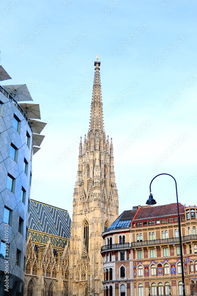 Beautiful classic architectural details on the streets of Vienna, Austria.