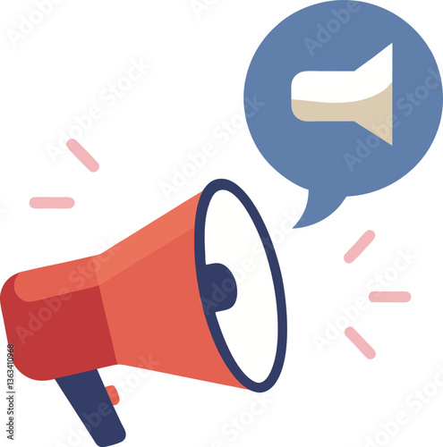 Red Megaphone with Speech Bubble Representing Communication