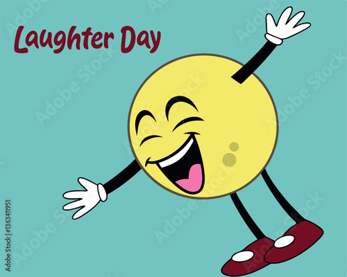 Celebrate Laughter Day with this fun cartoon smiley face illustration, perfect for spreading joy and positive energy.
