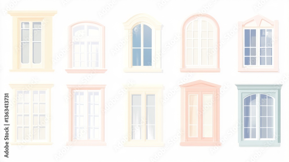 Collection of window design options in different styles for real estate projects Collection of window design options in different styles for real estate projects