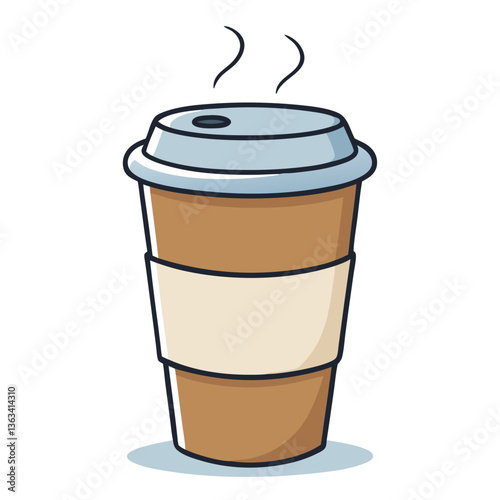 Coffee cup with steam on a transparent background  