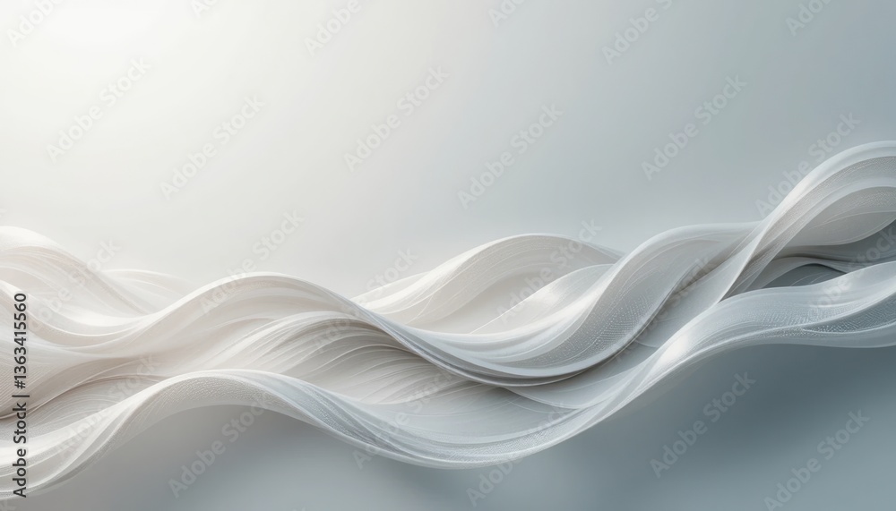 Flowing white waves abstract space digital art minimalist environment aesthetic viewpoint conceptual design for modern interiors Flowing white waves abstract space digital art minimalist environment aesthetic viewpoint conceptual design for modern interiors
