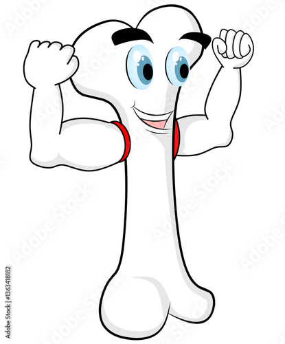 Mascot Illustration Showing Strong Bones Flexing His Muscles Cute bones mascot as a nurse, cute bones mascot character vector eps 10 on white background