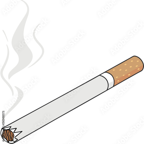 Smoke Signals: A stylized cigarette exhales wisps of smoke, a visual depiction of a familiar but harmful habit.