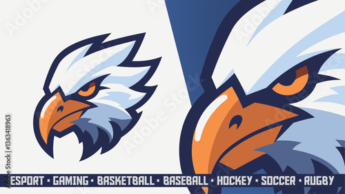 Majestic Blue Hawk Vector Art - Powerful Team Mascot for Gaming & Athletics (EPS/SVG, Baseball, Rugby)