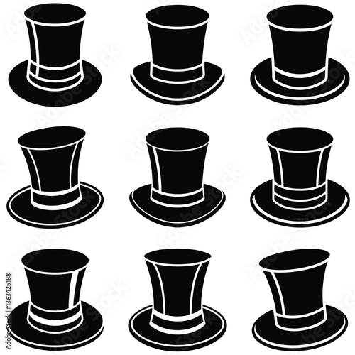 Wallpaper Mural Collection of Classic Top Hat Silhouettes Torontodigital.ca