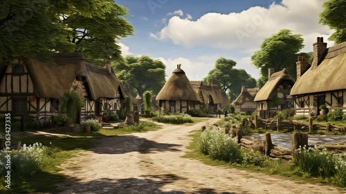 A photo of a quaint countryside village