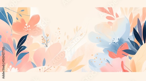 Abstract Botanical Floral Art Background – Hand-Drawn Watercolor Flowers