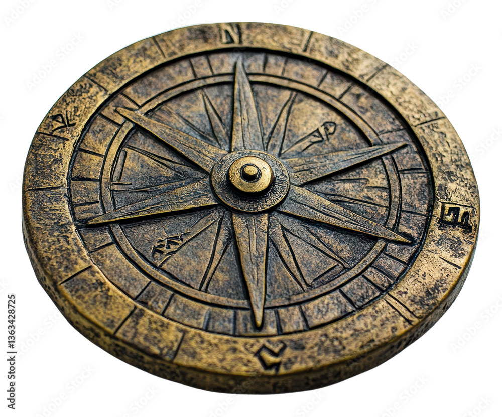 Obraz premium Exploring Navigation Tools Vintage Compass Still Life Indoor isolated on transparent background