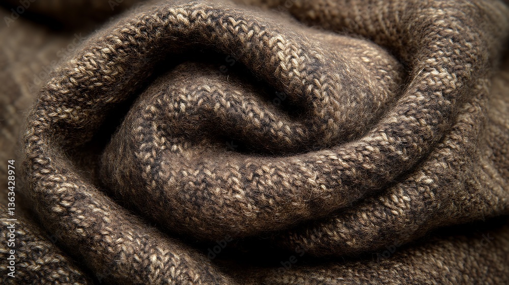 Obraz premium Rolled Brown Knitted Fabric Texture.