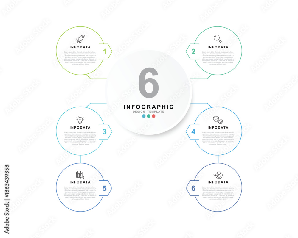 Infographic 6 options design elements for your business data. Vector Illustration Infographic 6 options design elements for your business data. Vector Illustration