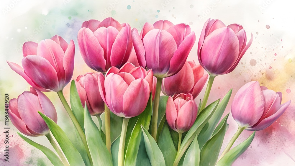 Fototapeta premium pink tulips on a white background