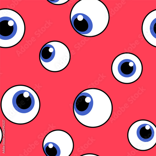 Eyes, eyeballs seamless pattern, background. Simple  cartoon drawing