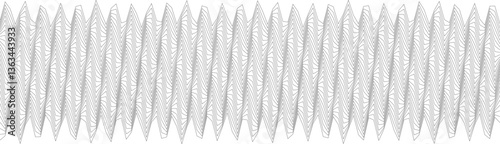 Abstract geometric pattern featuring repetitive wave design on white background for modern decor.