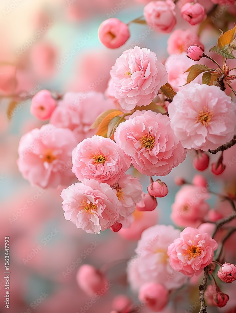 Obraz premium Beautiful Close-up of Pink Cherry Blossom Petals in Springtime