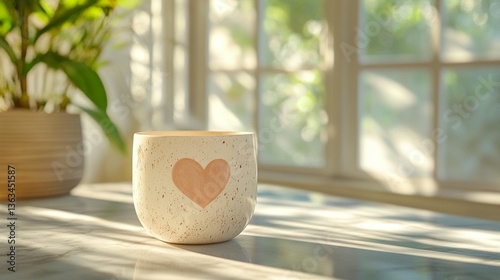 Heart Mug, Sunny Window, Morning Calm