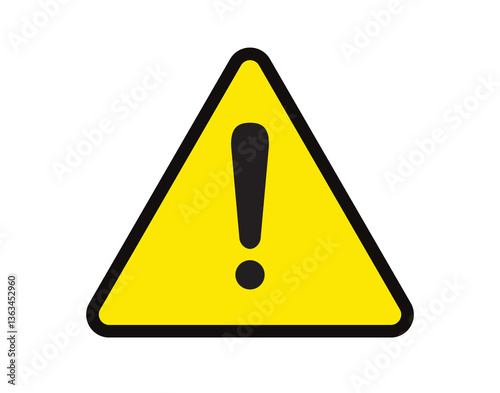 Yellow warning danger sign. Simple vector icon.