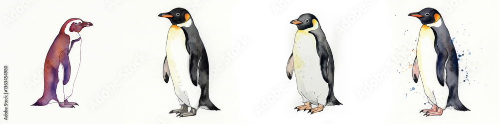 Obraz premium Unique Penguin Line Art: Full Body Illustration - Elegant penguin line art, symbolizing grace, resilience, winter, the Antarctic, and wildlife. A perfect for various projects