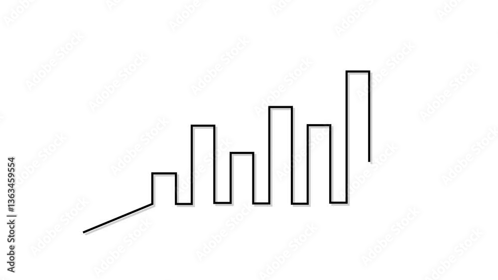 Growing graph continuous line drawing animation. Successful business strategy symbol video. Video animation for advertising growth graph chart.