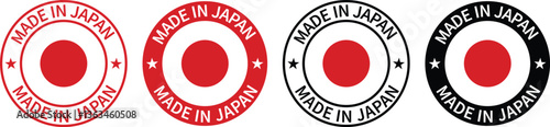 Made in japan stamp. Made in the japan labels, made in the japan logo, japan flag, japan product emblem vector. 