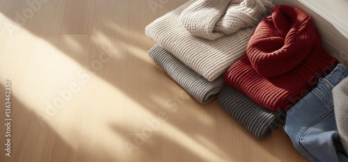 Folded clothes stack home textile