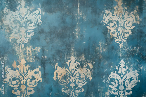 Decorative fleur de lis pattern on blue background