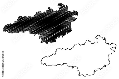 Kirovohrad Oblast (Administrative divisions of Ukraine, Oblasts of Ukraine) map vector illustration, scribble sketch Kirovohradschyna (Kropyvnytskyi Oblast) map