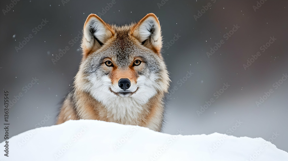 Brown Coyote in Snowy Winter Landscape Brown Coyote in Snowy Winter Landscape