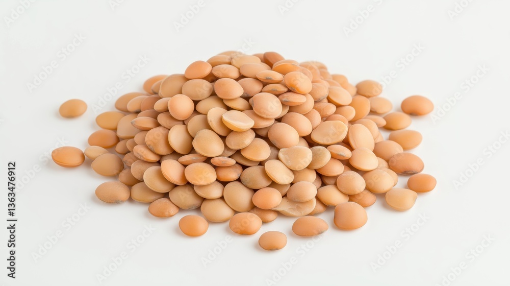 This image highlights a close-up of dry lentils, showcasing their earthy tone and round shape This image highlights a close-up of dry lentils, showcasing their earthy tone and round shape