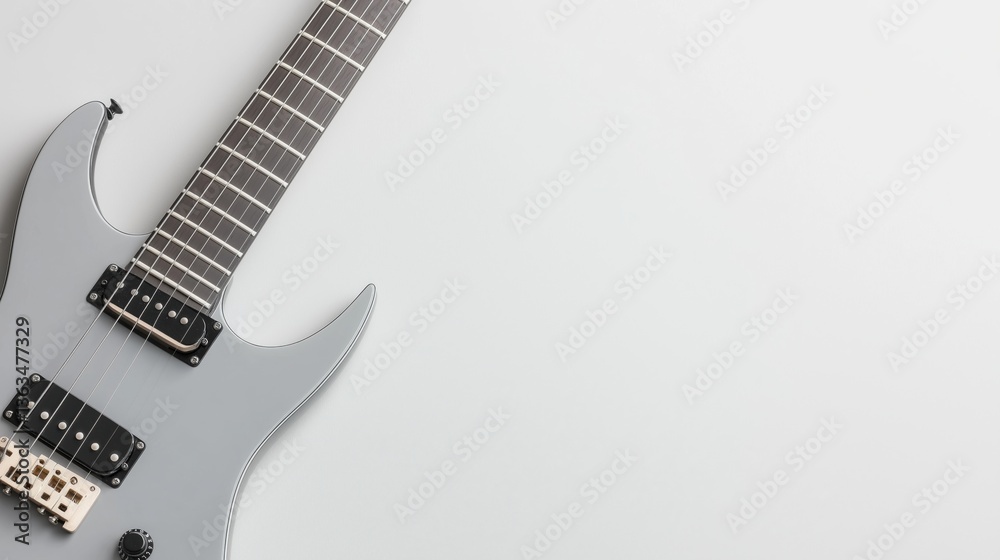 Obraz premium Electric guitar isolated on white background showcasing bright and clear details perfect for music lovers and creators