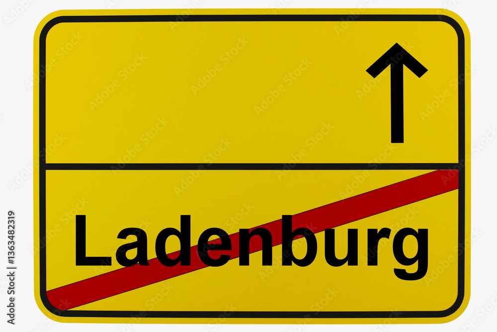Illustration eines Ortsausgangsschildes von Ladenburg in Baden-Württemberg Illustration eines Ortsausgangsschildes von Ladenburg in Baden-Württemberg