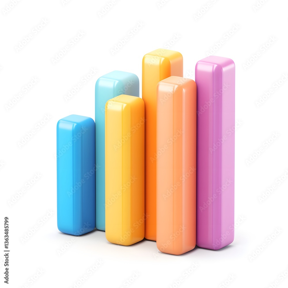 Colorful 3D Bar Chart Graphic Business Data Presentation Illustration Colorful 3D Bar Chart Graphic Business Data Presentation Illustration