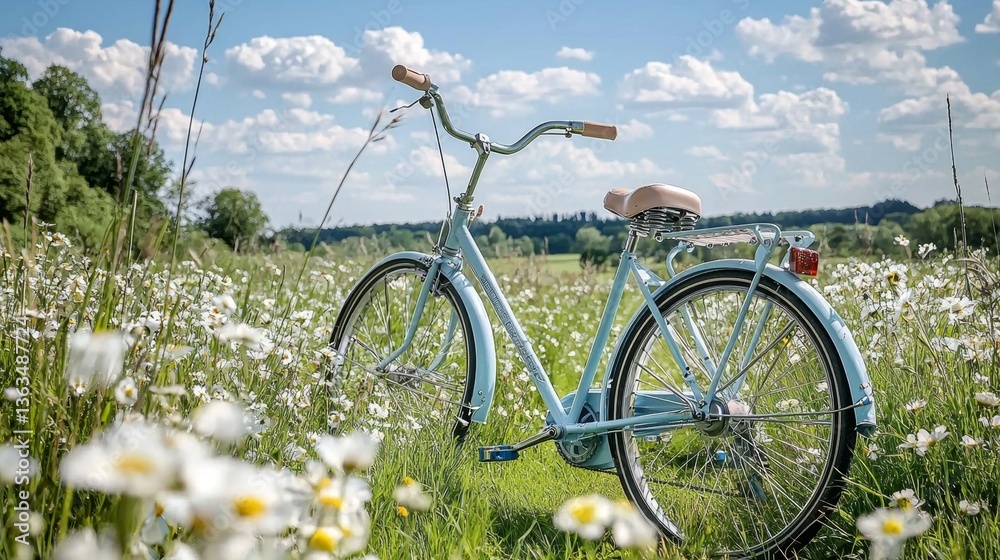 Naklejka premium A Vintage Summer Journey Through a Blooming Meadow.
